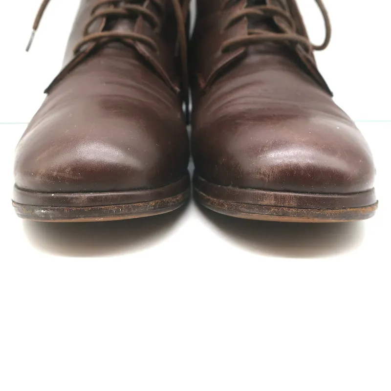 Dries Van Noten Lace-Up Booties Brown Leather Size 37 Flat Ankle Boots
