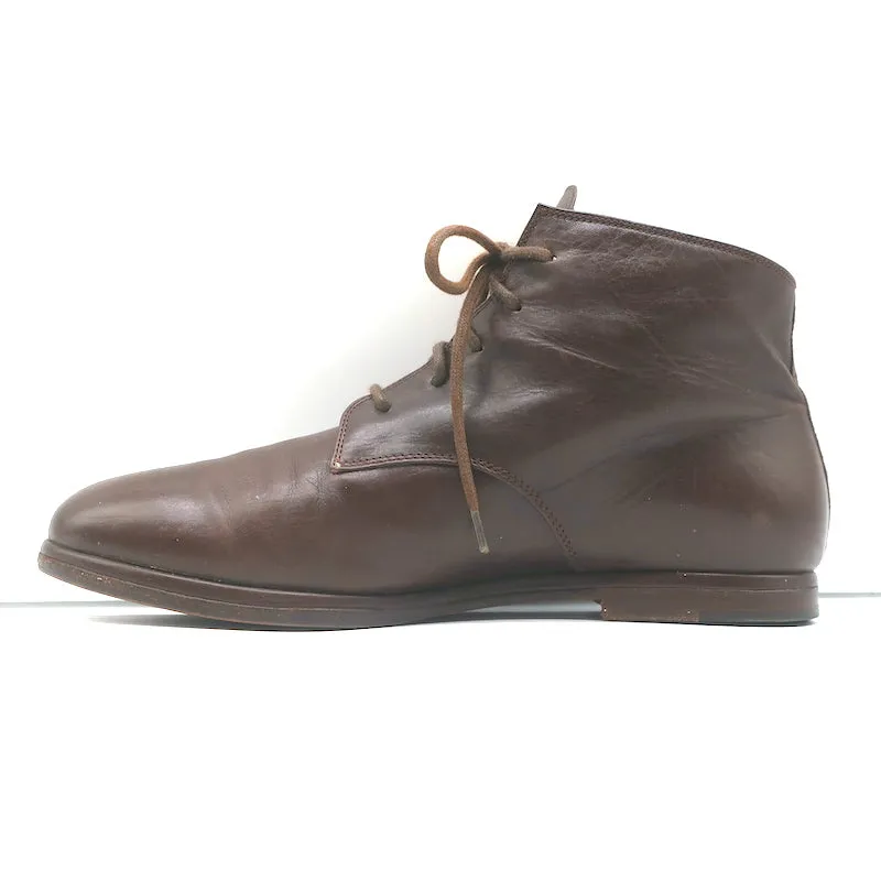 Dries Van Noten Lace-Up Booties Brown Leather Size 37 Flat Ankle Boots