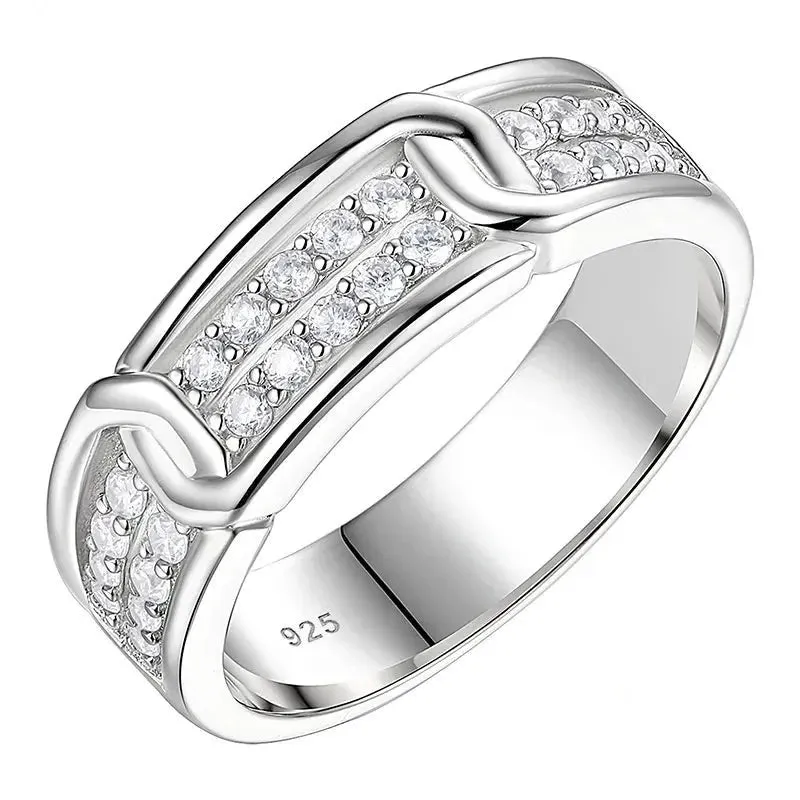Elegant Round Diamond Men's Wedding Band