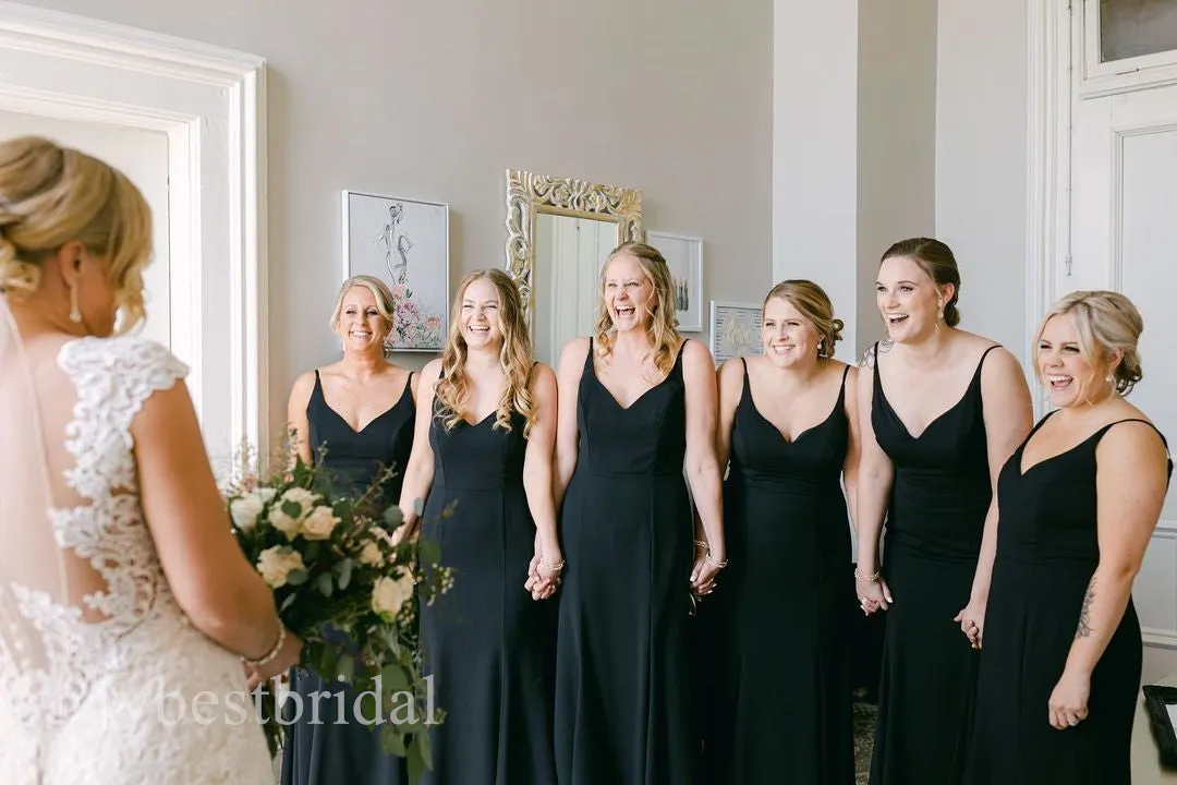 Elegant V-neck Sleeveless A-line Bridesmaid  Dressess, BDS0353