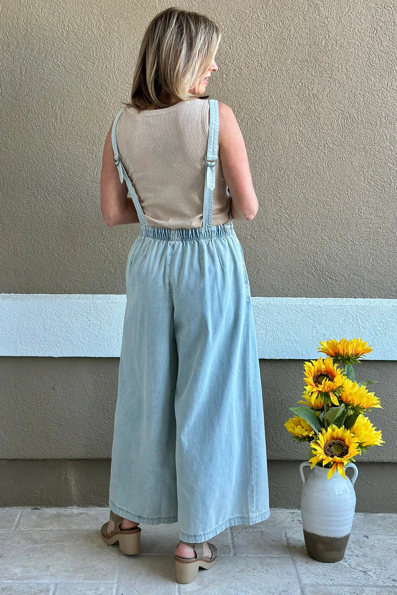 Emalyn Wide Leg Denim Jumpsuit