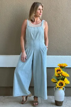 Emalyn Wide Leg Denim Jumpsuit