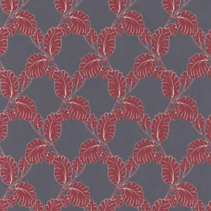 Embossed Leaf Trail Red Grey 6758-06 Wallpaper