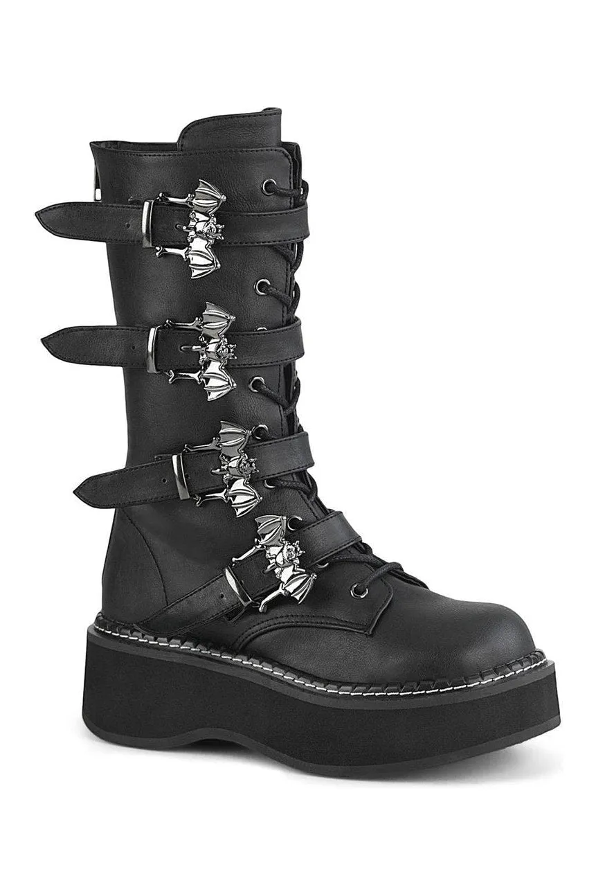EMILY-322 Knee Boot | Black Faux Leather