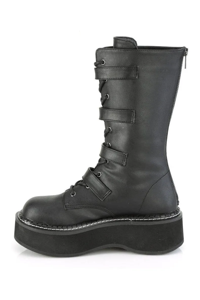 EMILY-322 Knee Boot | Black Faux Leather