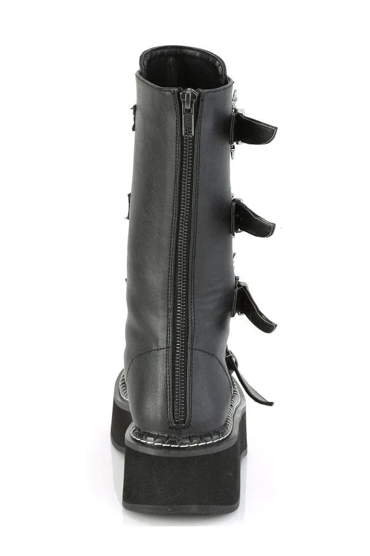EMILY-322 Knee Boot | Black Faux Leather