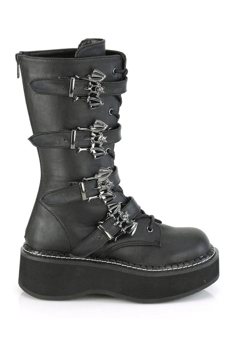 EMILY-322 Knee Boot | Black Faux Leather