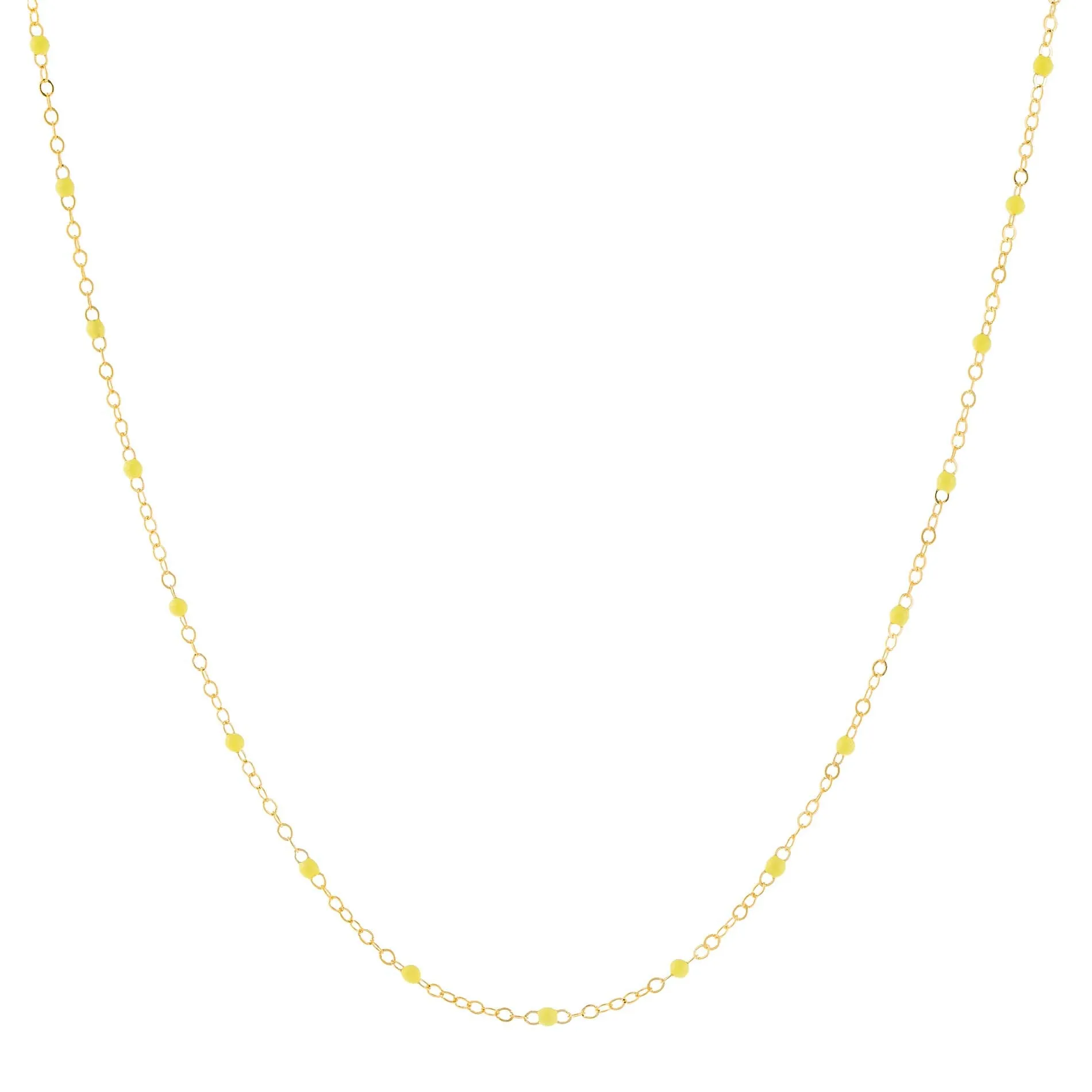 Enamel Colored Bead Chain Necklace 14K