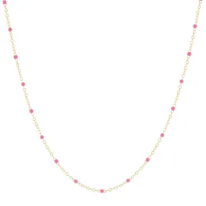 Enamel Colored Bead Chain Necklace 14K