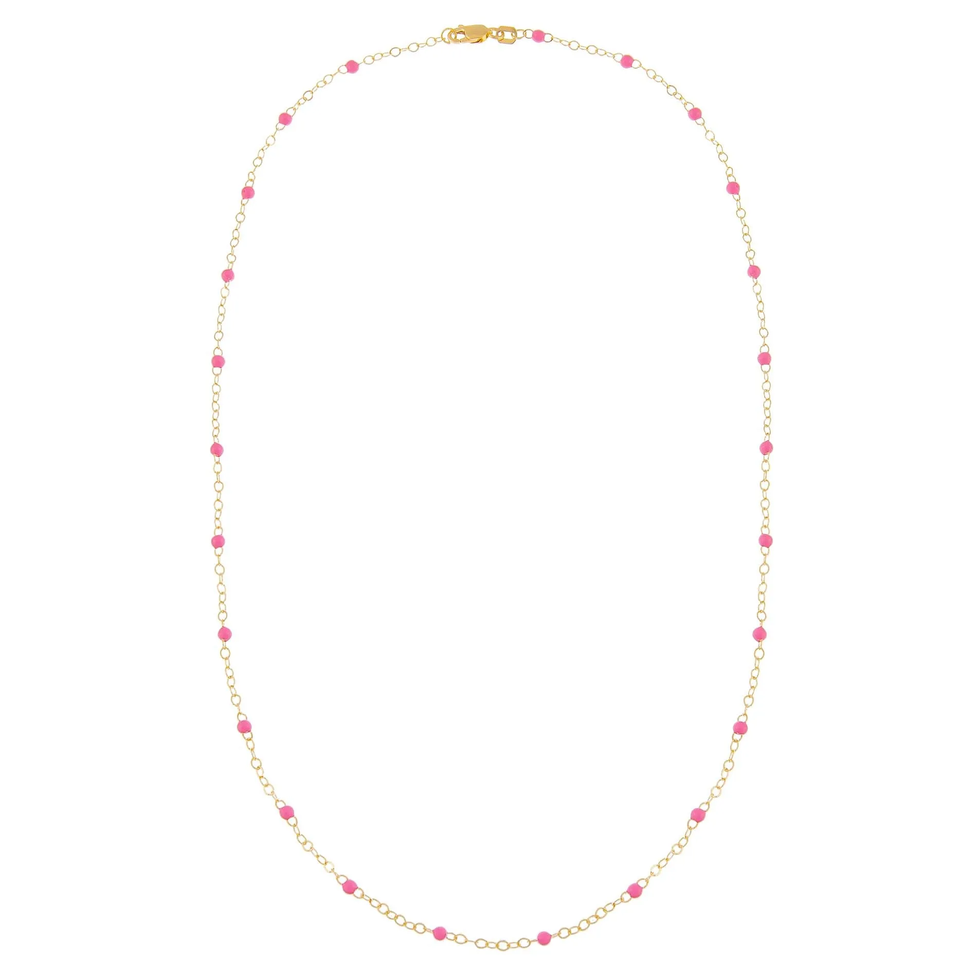Enamel Colored Bead Chain Necklace 14K