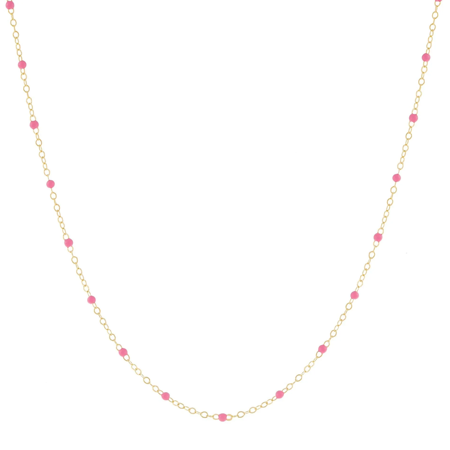 Enamel Colored Bead Chain Necklace 14K