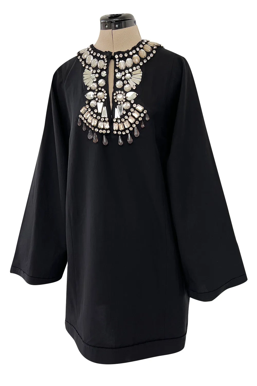 Fantastic Spring 2007 Lanvin by Alber Elbaz Black Tunic Mini Dress w Crystal Detailing