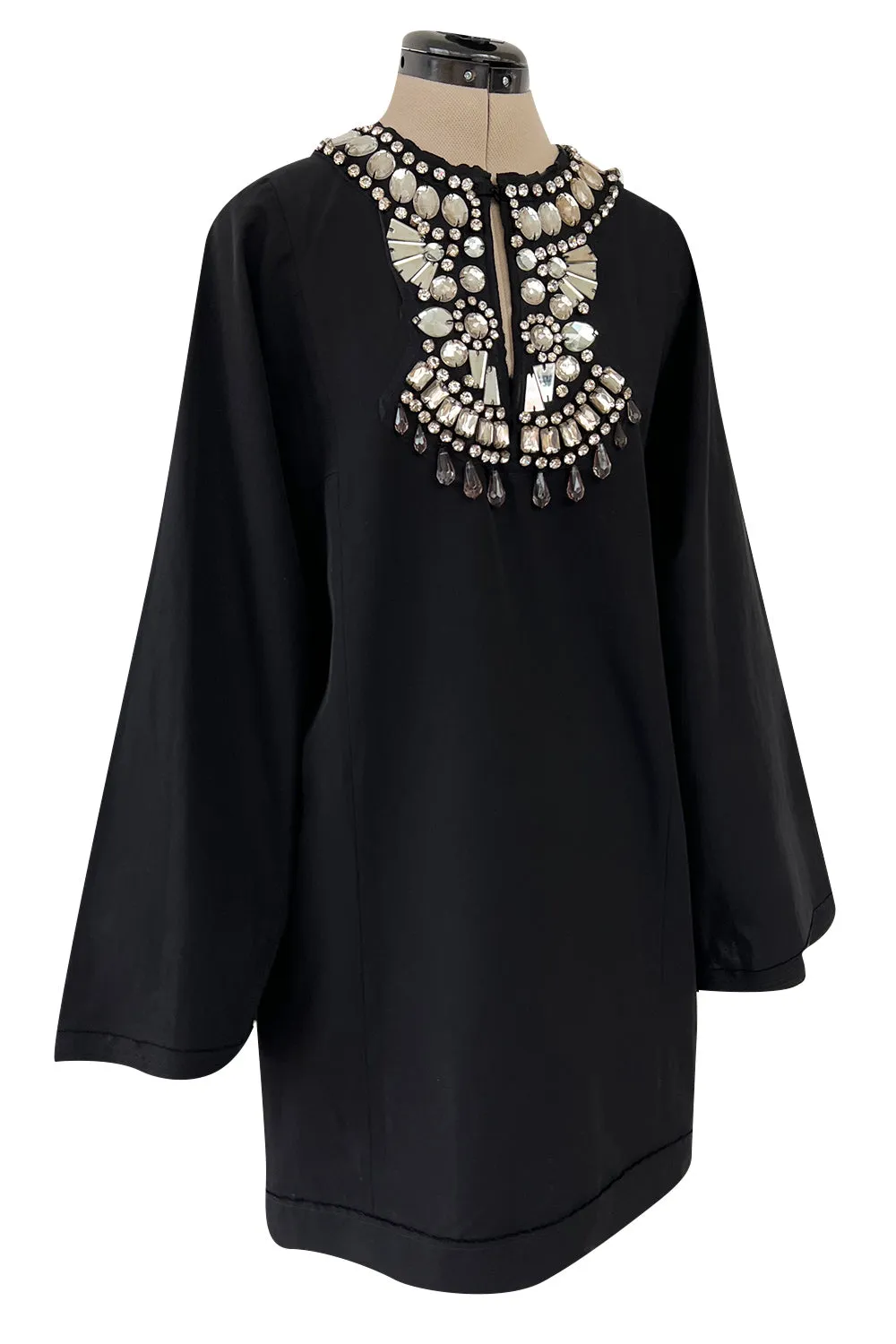 Fantastic Spring 2007 Lanvin by Alber Elbaz Black Tunic Mini Dress w Crystal Detailing