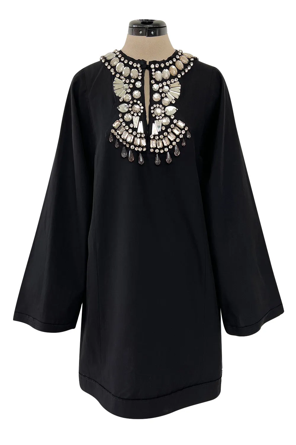 Fantastic Spring 2007 Lanvin by Alber Elbaz Black Tunic Mini Dress w Crystal Detailing