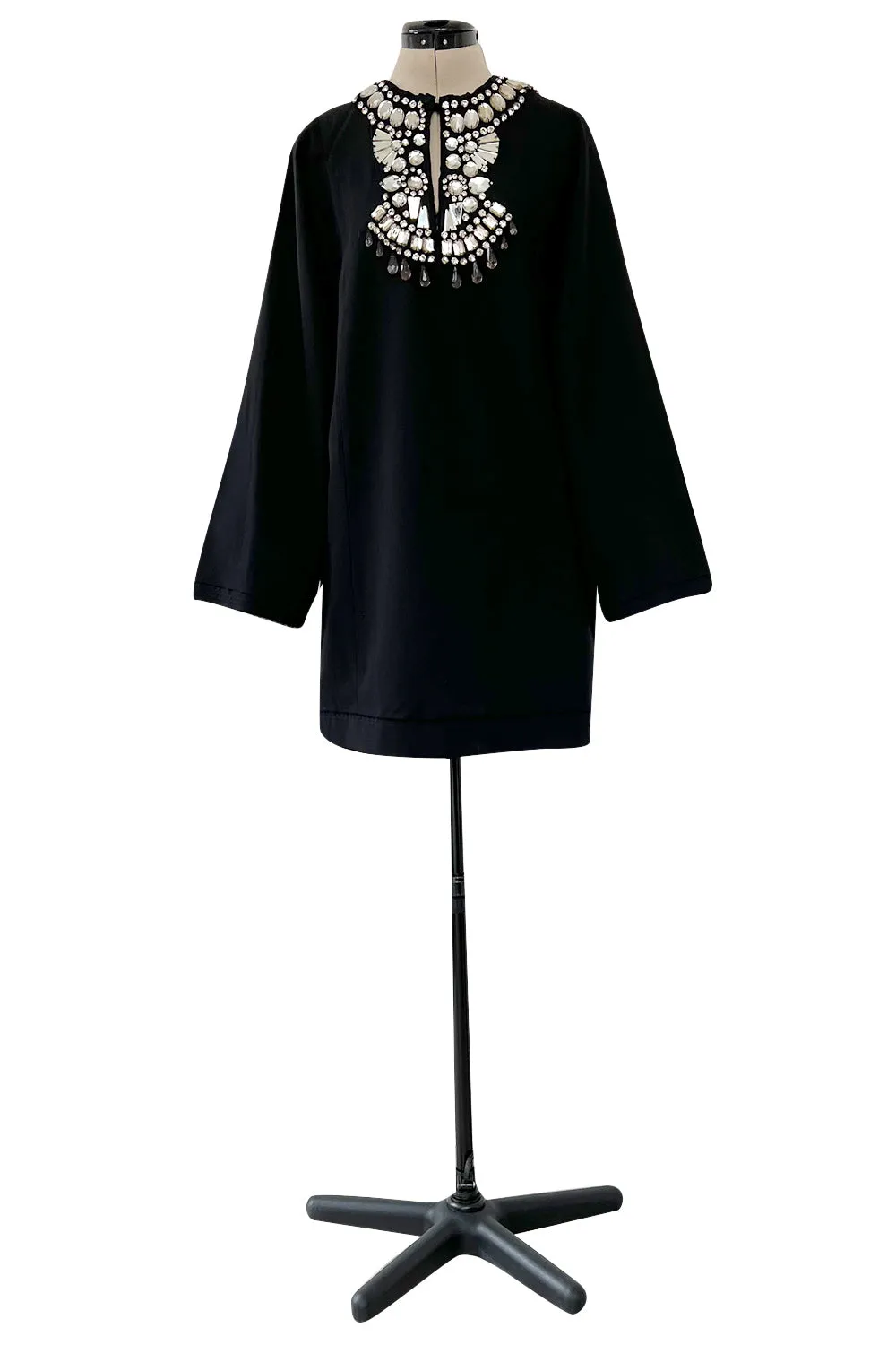 Fantastic Spring 2007 Lanvin by Alber Elbaz Black Tunic Mini Dress w Crystal Detailing