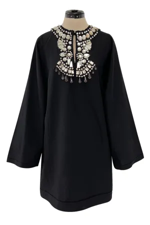 Fantastic Spring 2007 Lanvin by Alber Elbaz Black Tunic Mini Dress w Crystal Detailing