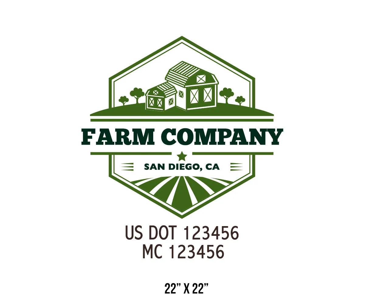 Farm Company Name Truck Decal (USDOT), 2 Pack