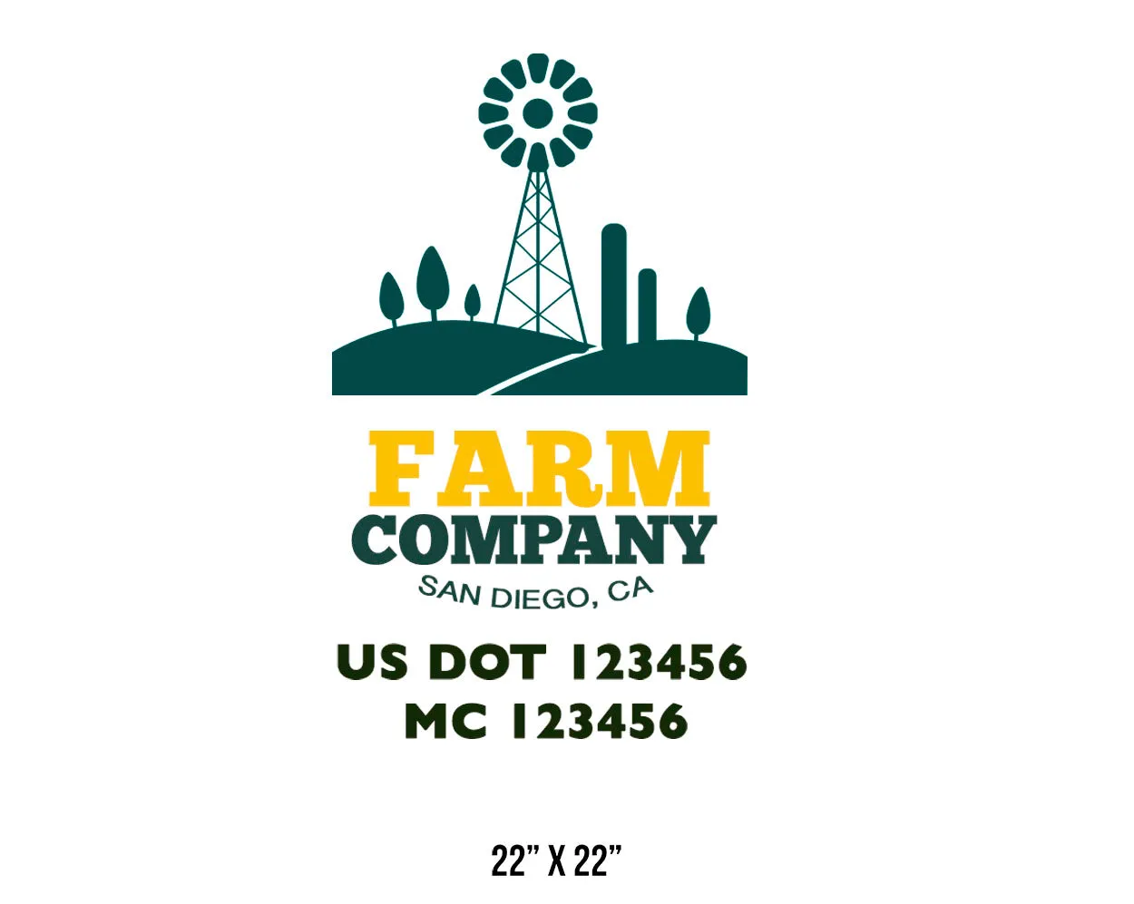 Farm Company Name Truck Decal (USDOT), 2 Pack