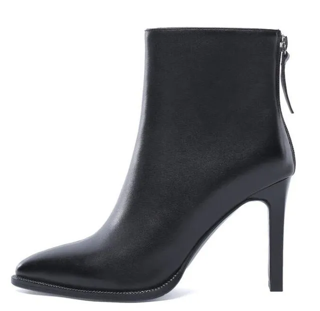 fashion women's shoes  speing autumn pointed toe chunky heels 9cm zipper ladies ankle boots big size 40 41 new