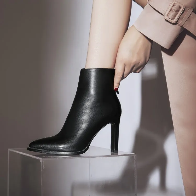 fashion women's shoes  speing autumn pointed toe chunky heels 9cm zipper ladies ankle boots big size 40 41 new