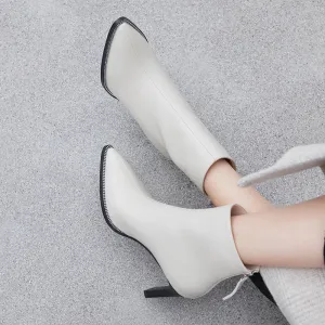 fashion women's shoes  speing autumn pointed toe chunky heels 9cm zipper ladies ankle boots big size 40 41 new