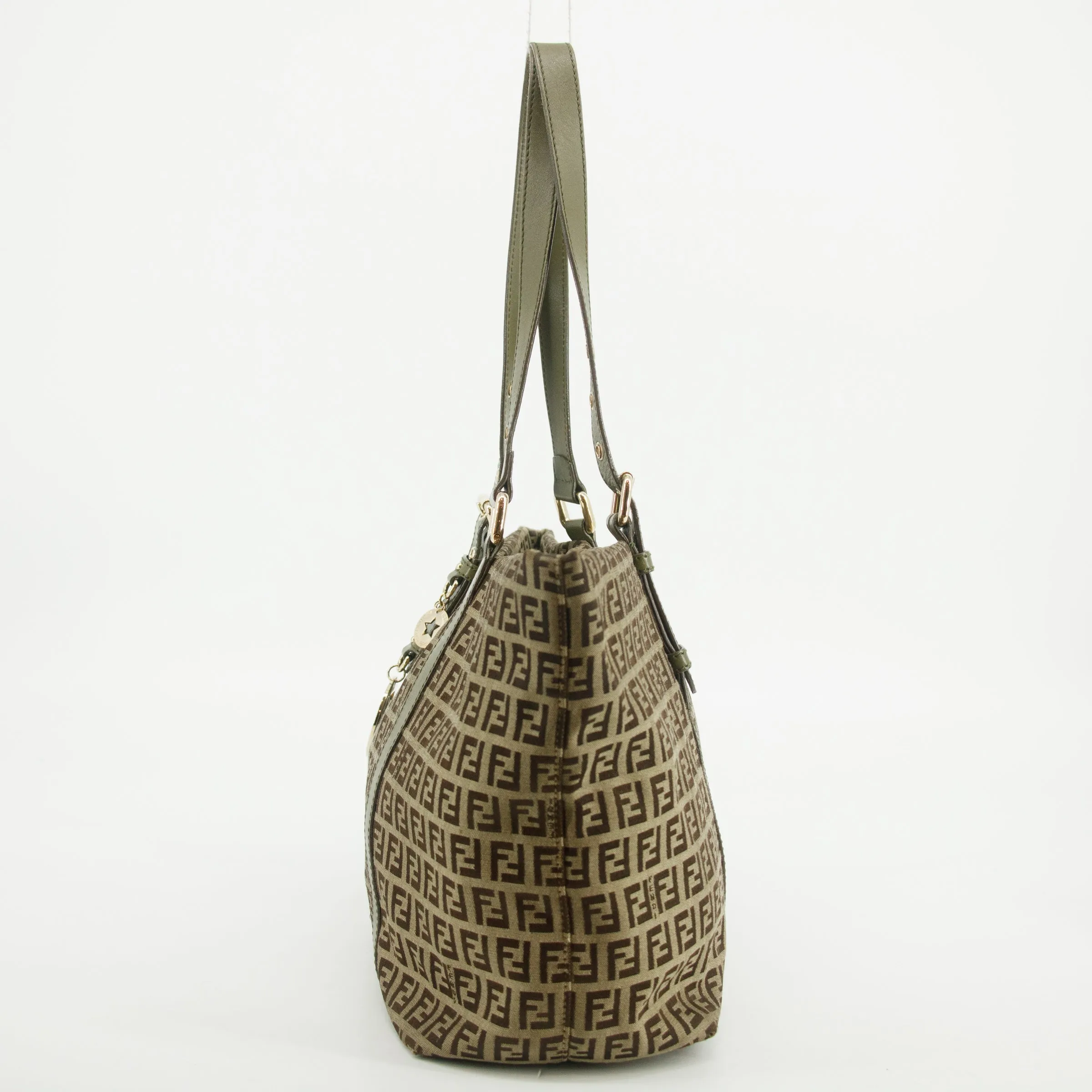 Fendi Khaki Zucchino Canvas FF Shoulder Bag #2855
