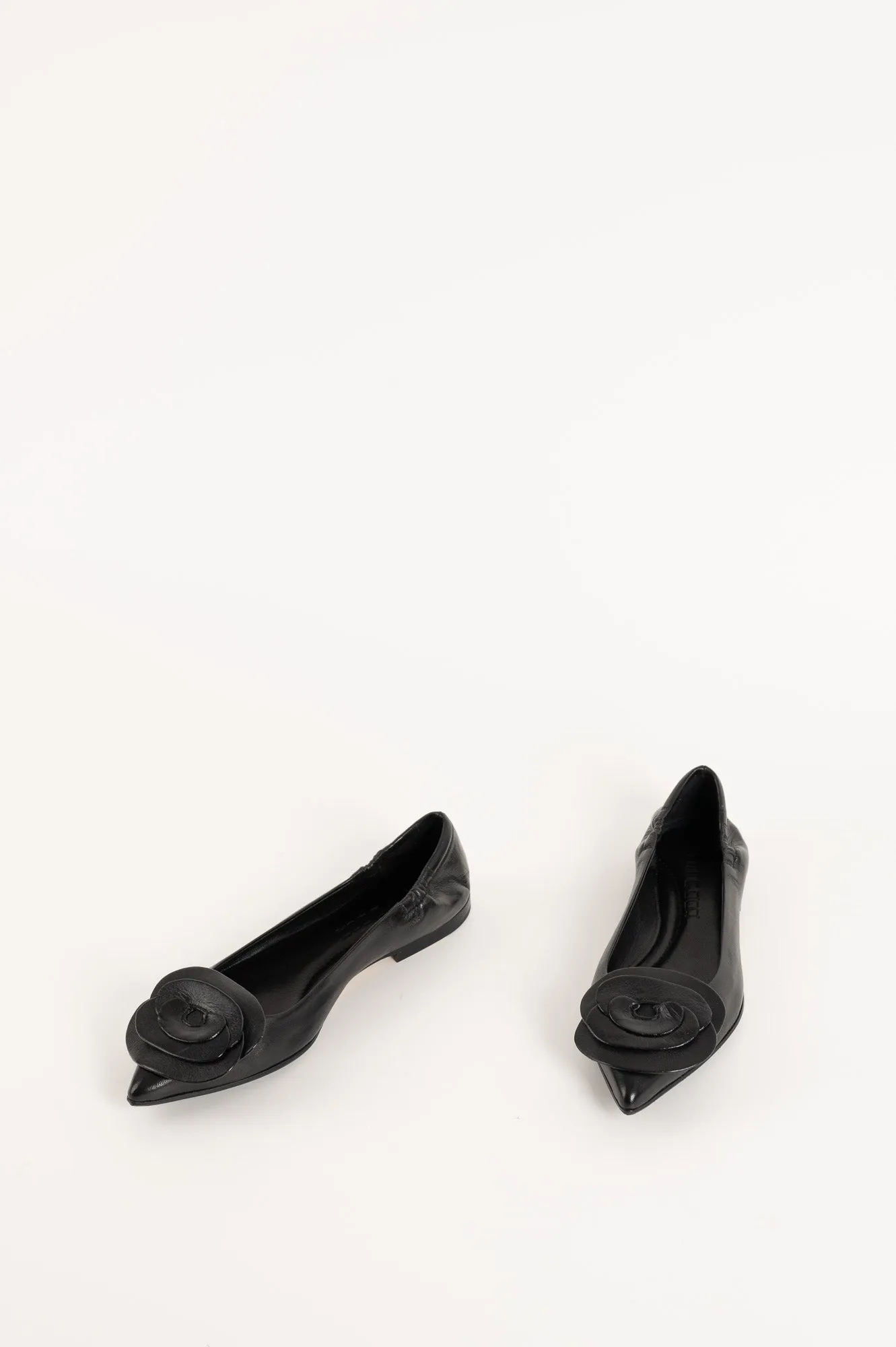 Flat Ballerina Ingrid 015 | Svart Skinn