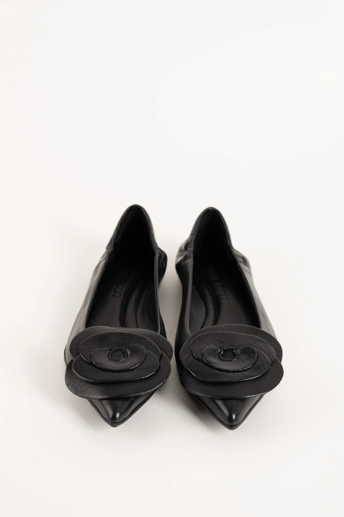 Flat Ballerina Ingrid 015 | Svart Skinn