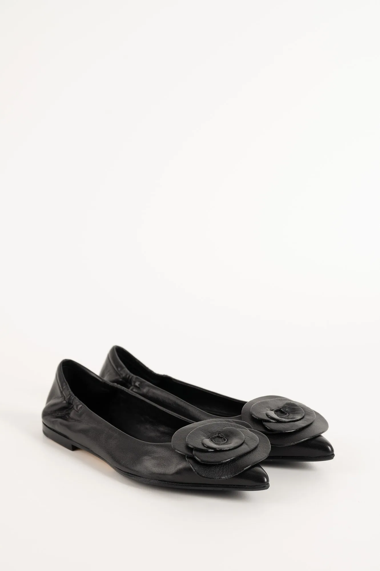 Flat Ballerina Ingrid 015 | Svart Skinn