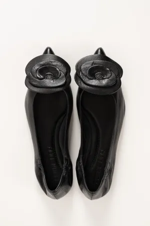 Flat Ballerina Ingrid 015 | Svart Skinn