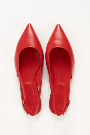 Flat Slingback Ingrid 018 | Rött Skinn