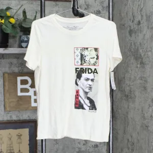 Frida Kahlo Women's Short Sleeve Graphic T-Shirt (Juniors') Cream Ivory L