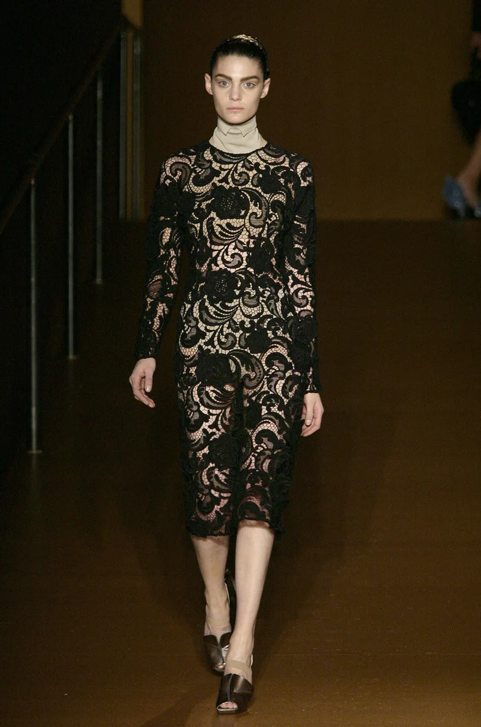 F/W 2008 Prada Runway Wait Listed Black Lace Dress