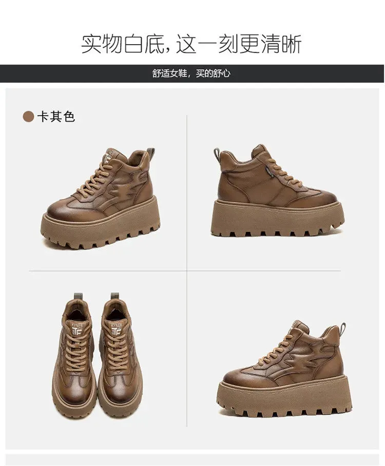 Genuine Leather Thick Sole Plush  Plush Warm Boots