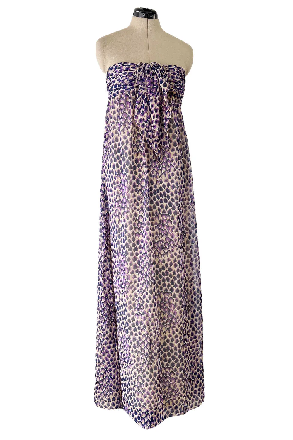 Gorgeous Spring 1977 Givenchy Runway  Ad Campaign Strapless Purple Silk Chiffon Dress