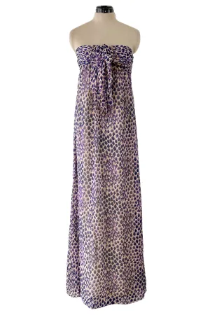 Gorgeous Spring 1977 Givenchy Runway  Ad Campaign Strapless Purple Silk Chiffon Dress