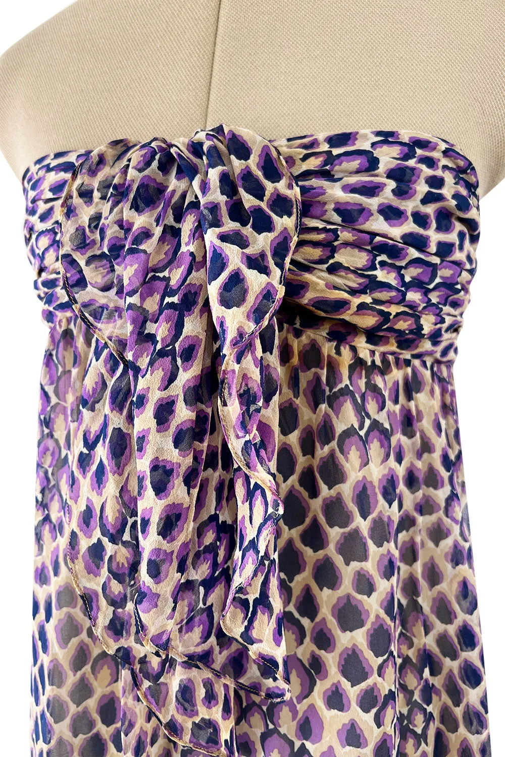 Gorgeous Spring 1977 Givenchy Runway  Ad Campaign Strapless Purple Silk Chiffon Dress