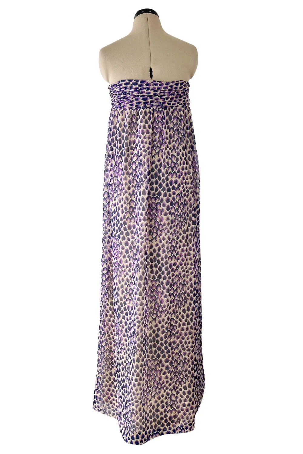 Gorgeous Spring 1977 Givenchy Runway  Ad Campaign Strapless Purple Silk Chiffon Dress
