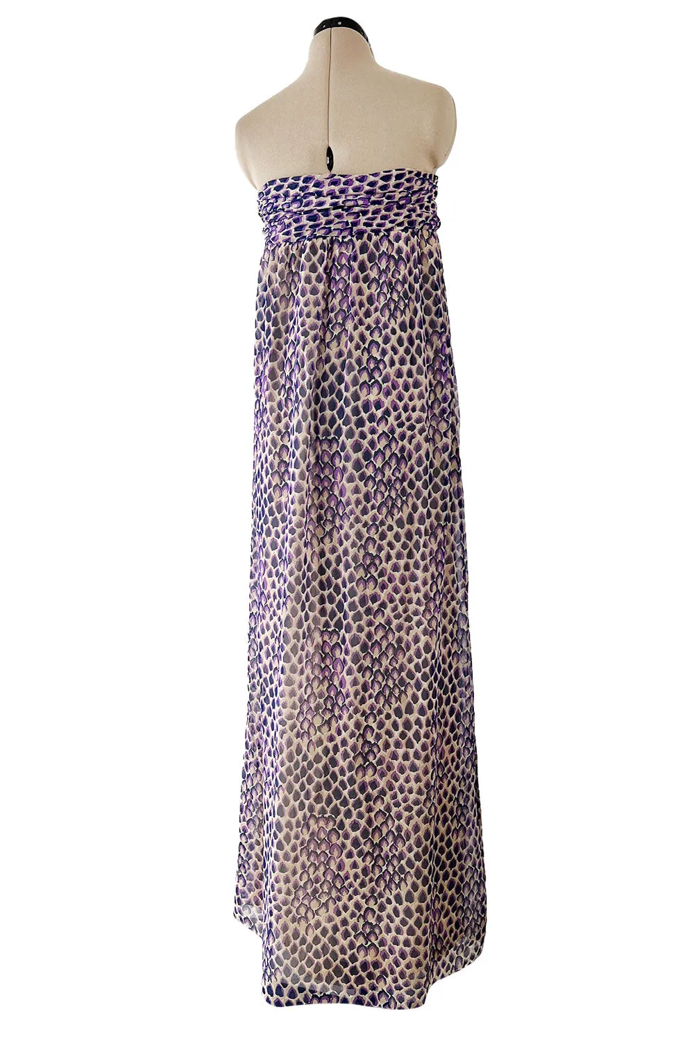 Gorgeous Spring 1977 Givenchy Runway  Ad Campaign Strapless Purple Silk Chiffon Dress