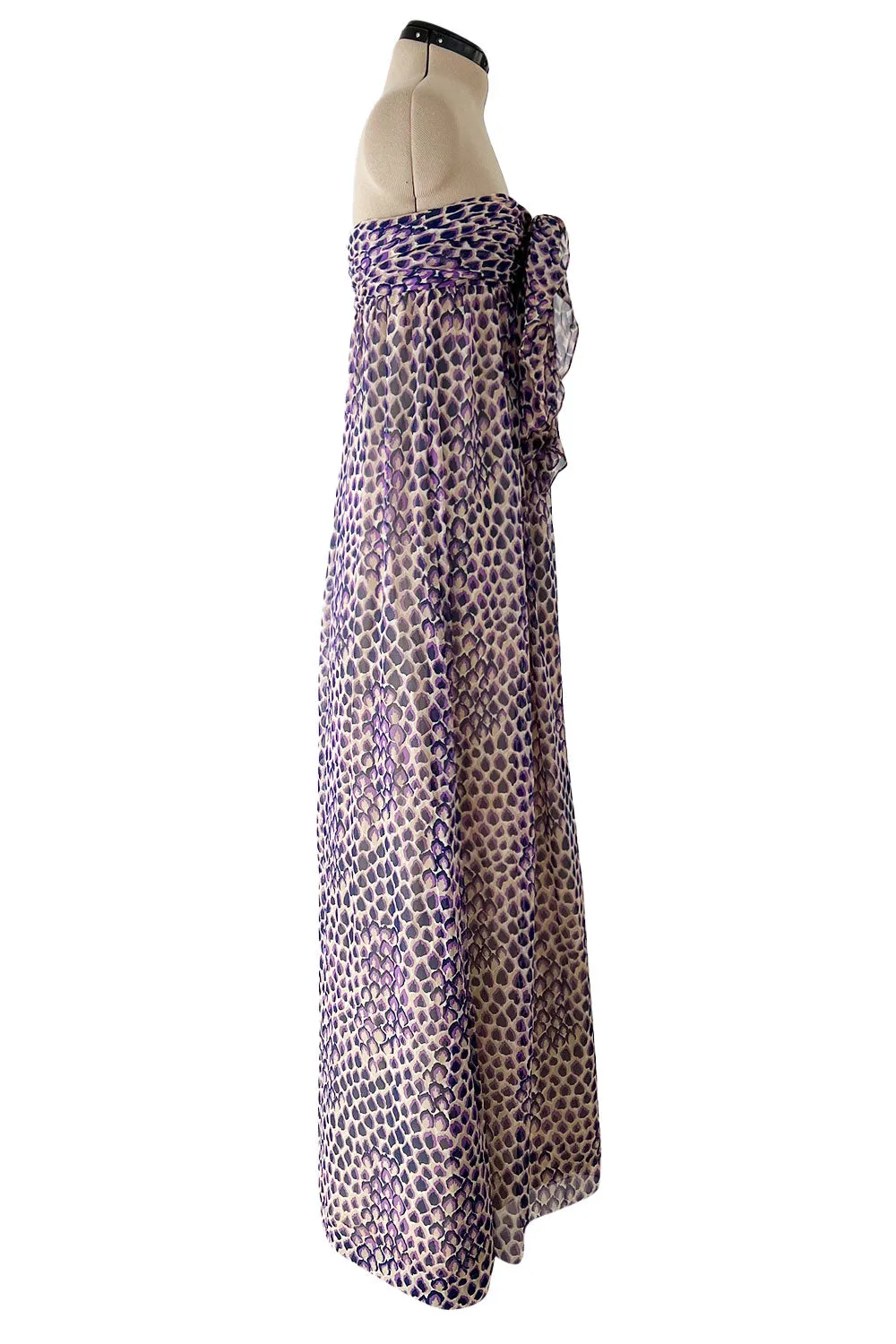Gorgeous Spring 1977 Givenchy Runway  Ad Campaign Strapless Purple Silk Chiffon Dress