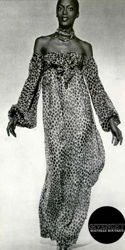Gorgeous Spring 1977 Givenchy Runway  Ad Campaign Strapless Purple Silk Chiffon Dress