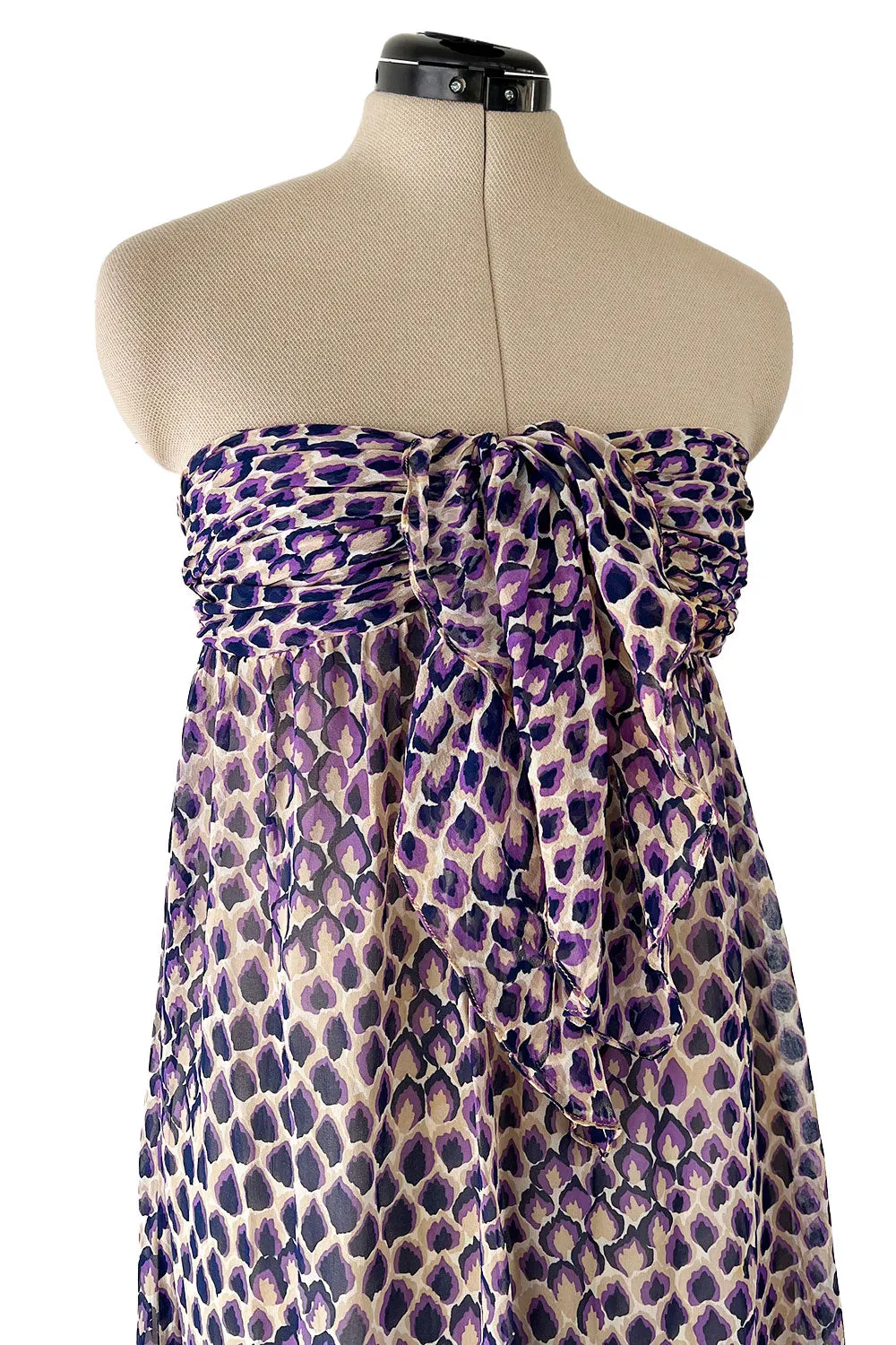 Gorgeous Spring 1977 Givenchy Runway  Ad Campaign Strapless Purple Silk Chiffon Dress