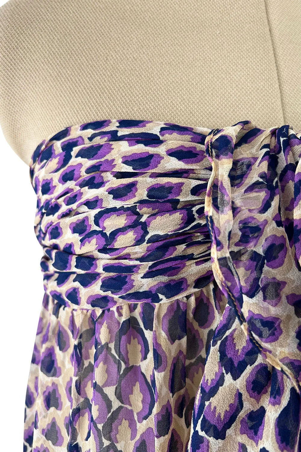Gorgeous Spring 1977 Givenchy Runway  Ad Campaign Strapless Purple Silk Chiffon Dress