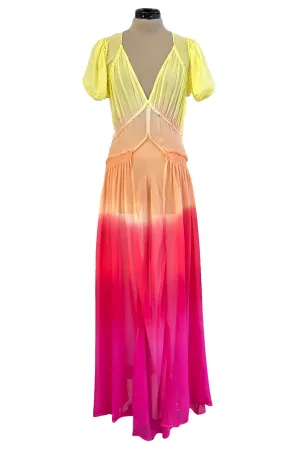 Gorgeous Spring 2018 Attico Bellisima Collection Look 5 Silk Chiffon Tropical Sunset Coloured Dress