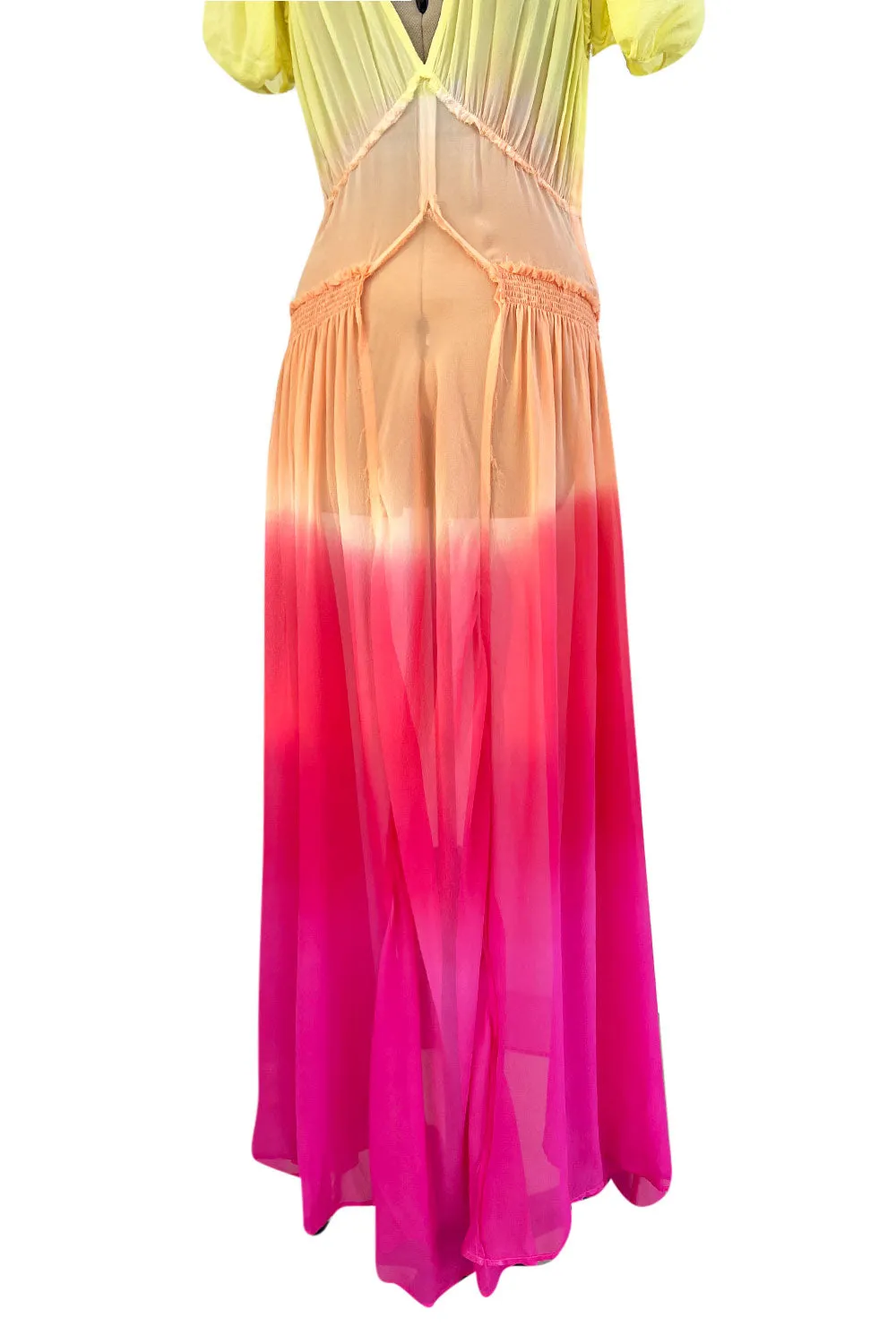 Gorgeous Spring 2018 Attico Bellisima Collection Look 5 Silk Chiffon Tropical Sunset Coloured Dress