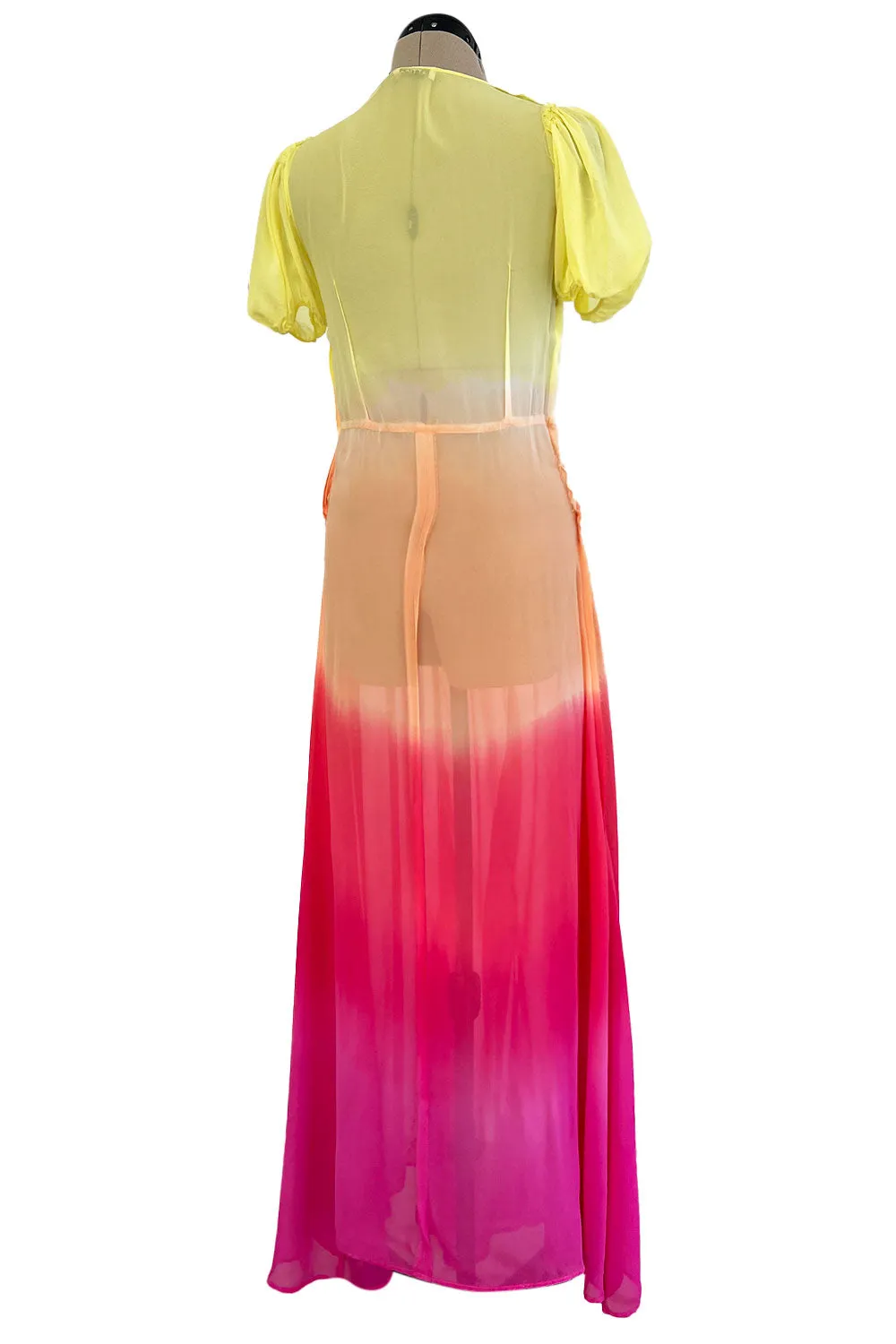 Gorgeous Spring 2018 Attico Bellisima Collection Look 5 Silk Chiffon Tropical Sunset Coloured Dress