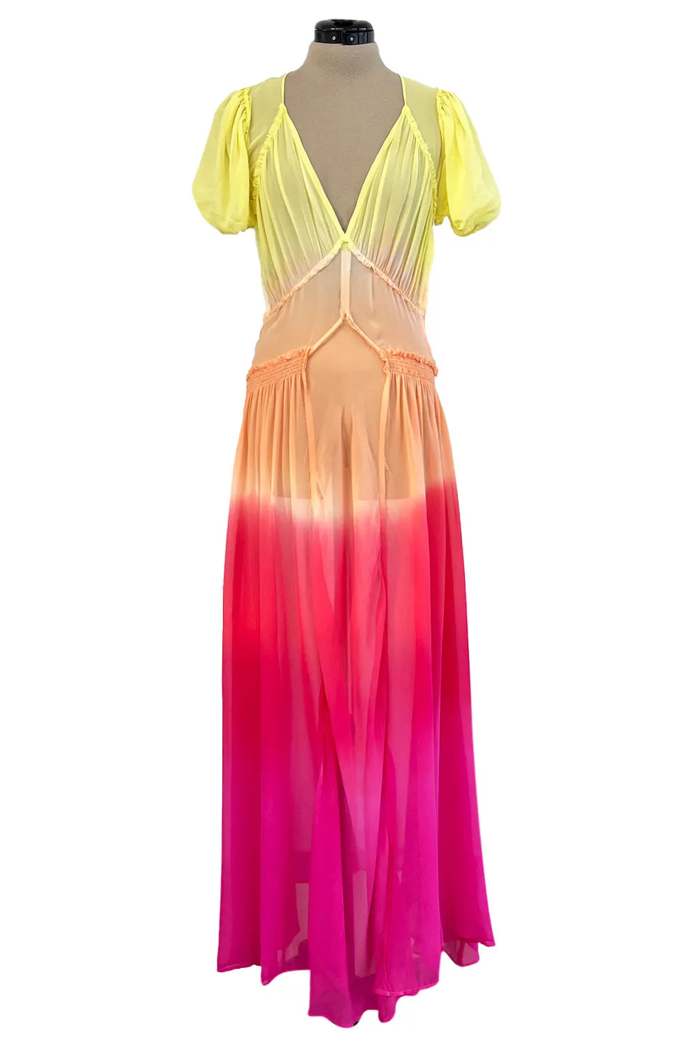 Gorgeous Spring 2018 Attico Bellisima Collection Look 5 Silk Chiffon Tropical Sunset Coloured Dress