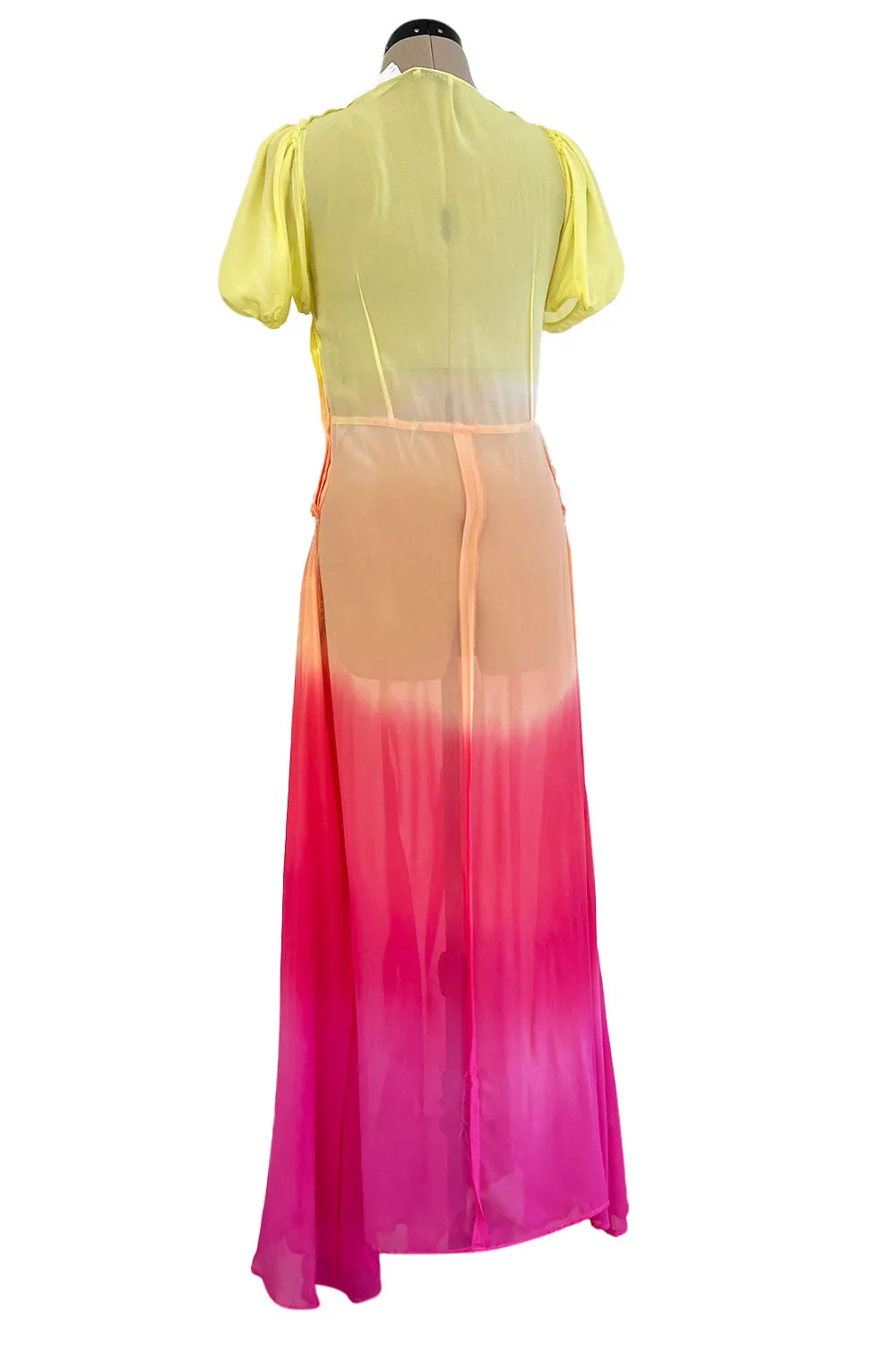 Gorgeous Spring 2018 Attico Bellisima Collection Look 5 Silk Chiffon Tropical Sunset Coloured Dress