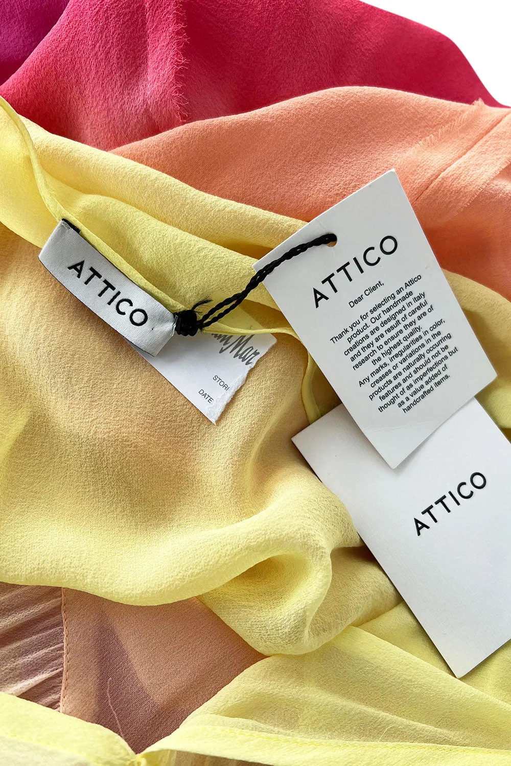 Gorgeous Spring 2018 Attico Bellisima Collection Look 5 Silk Chiffon Tropical Sunset Coloured Dress