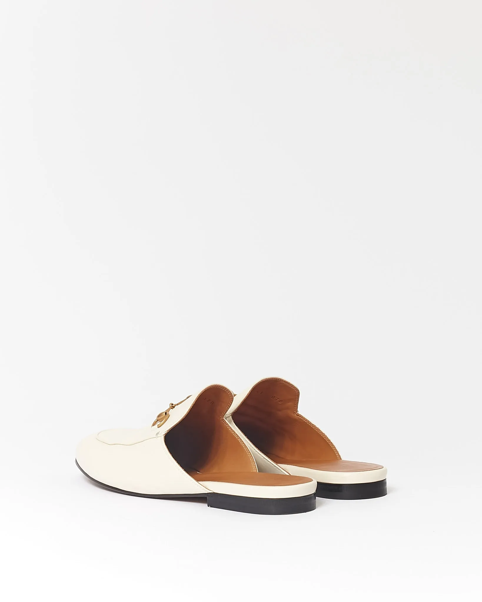 Gucci Cream Leather Printetown Slipper Mules - 41